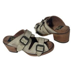 Freebird by Steven Caprice Gray Sandals Heels Women's Size 5 Leather Boho